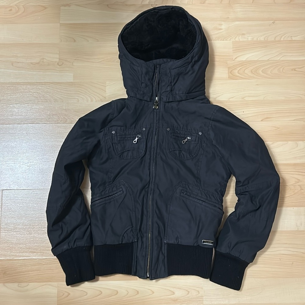 Aritzia TNA St. Moritz Black Hooded Parka XSmall Winter Jacket